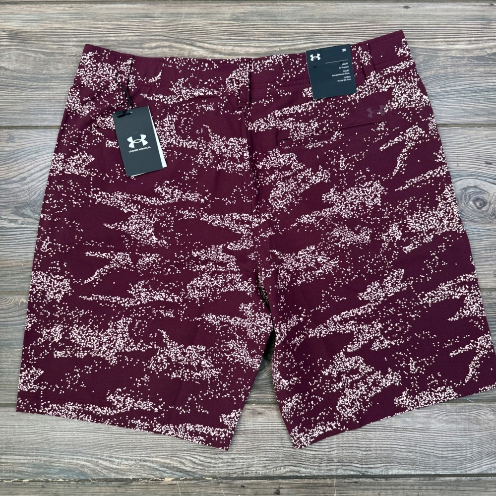 Under Armour Mens Golf Printed Shorts Size 36 9" Maroon Camo 1377303-600 NWT - Picture 5 of 7